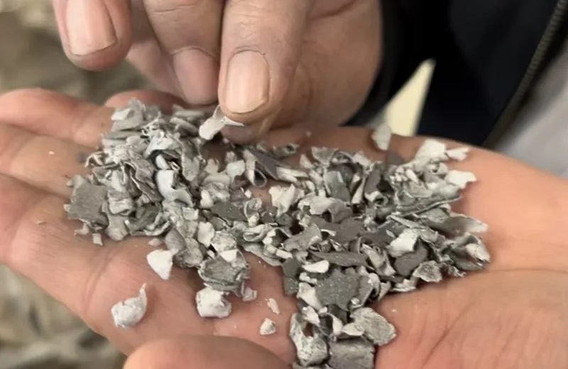 Recovered aluminum pieces from photovoltaic module recycling