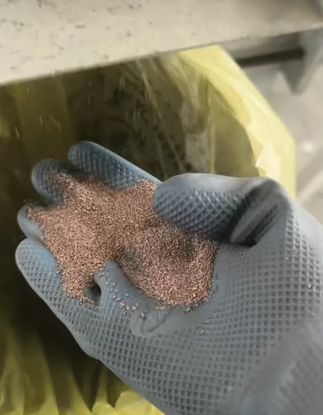 Clean non-ferrous metal granules separated from recycled PV panels